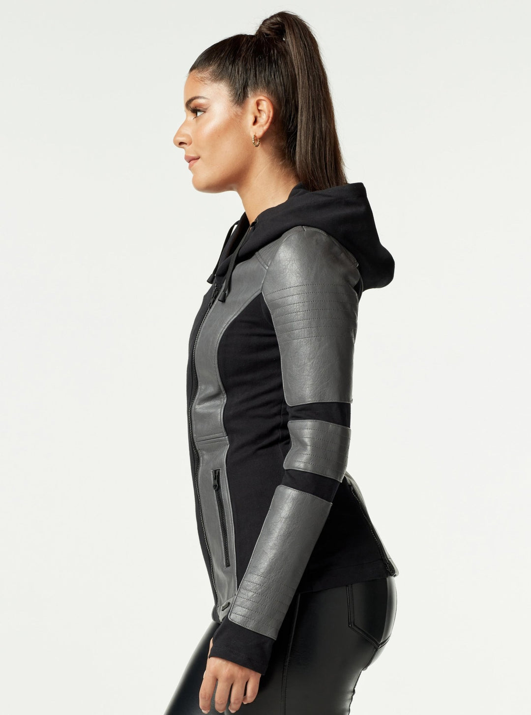 Asym Hooded Moto - Blanc Noir Online Store