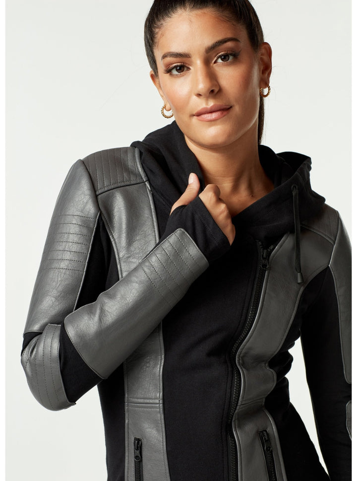 Asym Hooded Moto - Blanc Noir Online Store