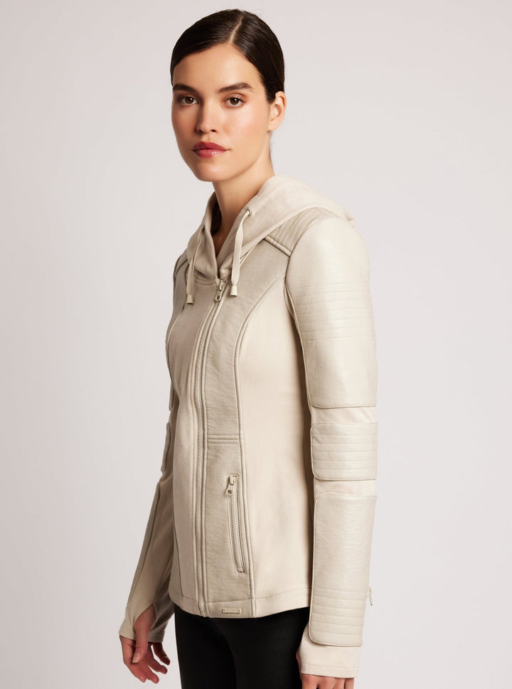 Asym Hooded Moto - Blanc Noir Online Store