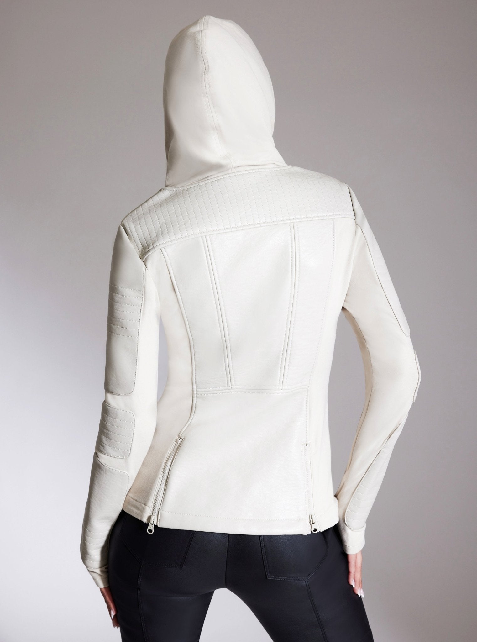 エムミーエメ Blanc noir hooded long coat Asym Hooded Moto - Blanc Noir Online Store