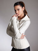 Asym Hooded Moto - Blanc Noir Online Store