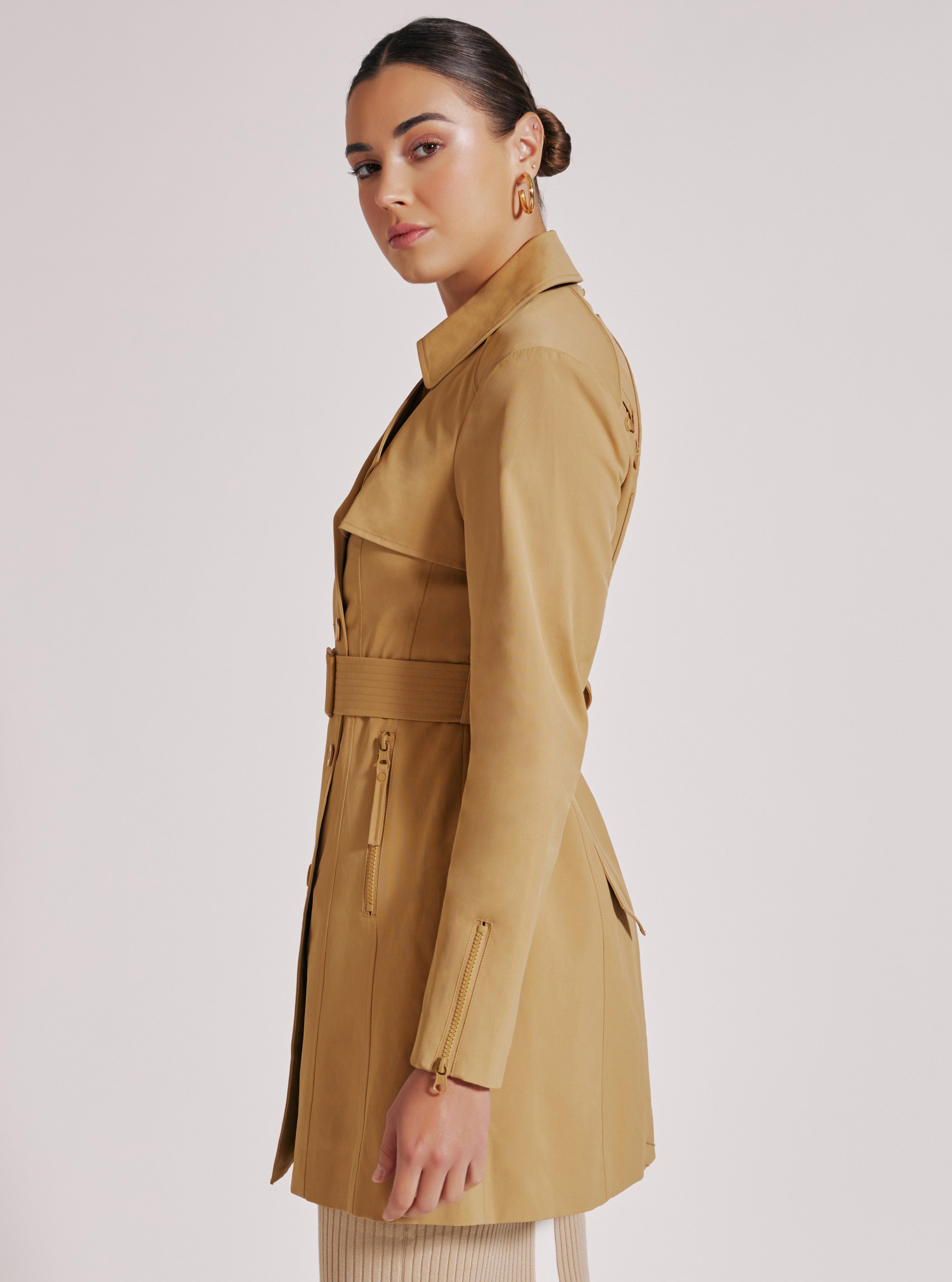 Classic camel trench coat fashion