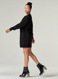 MOTO SWEATSHIRT DRESS - Blanc Noir Online Store