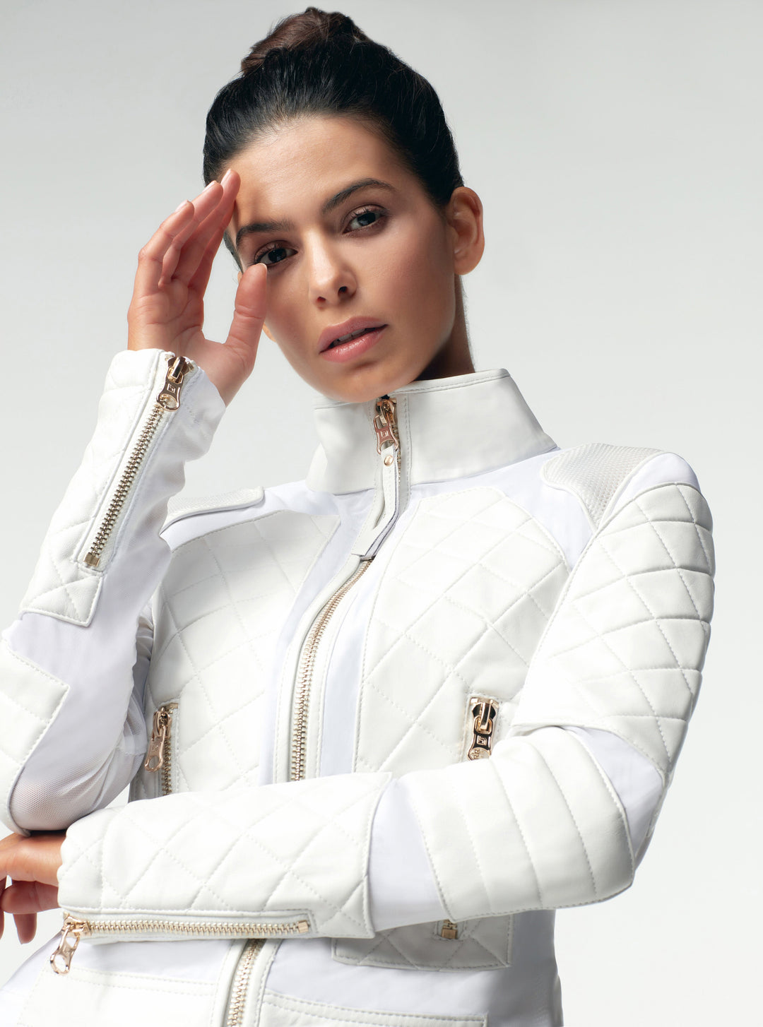 Mesh Moto Jacket Gold Trims - Blanc Noir Online Store