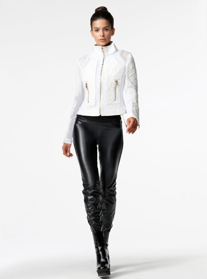 Mesh Moto Jacket Gold Trims - Blanc Noir Online Store