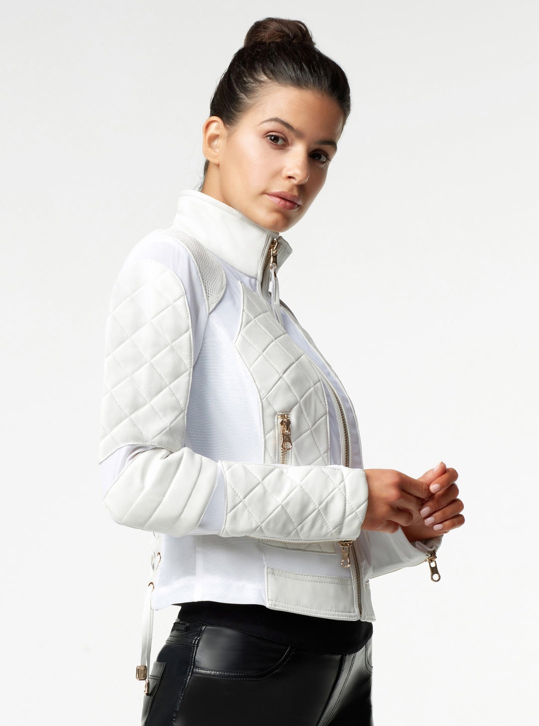 Mesh Moto Jacket Gold Trims - Blanc Noir Online Store