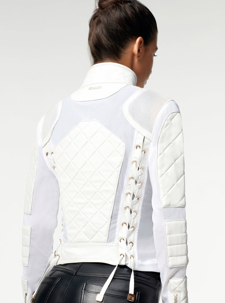Mesh Moto Jacket Gold Trims - Blanc Noir Online Store
