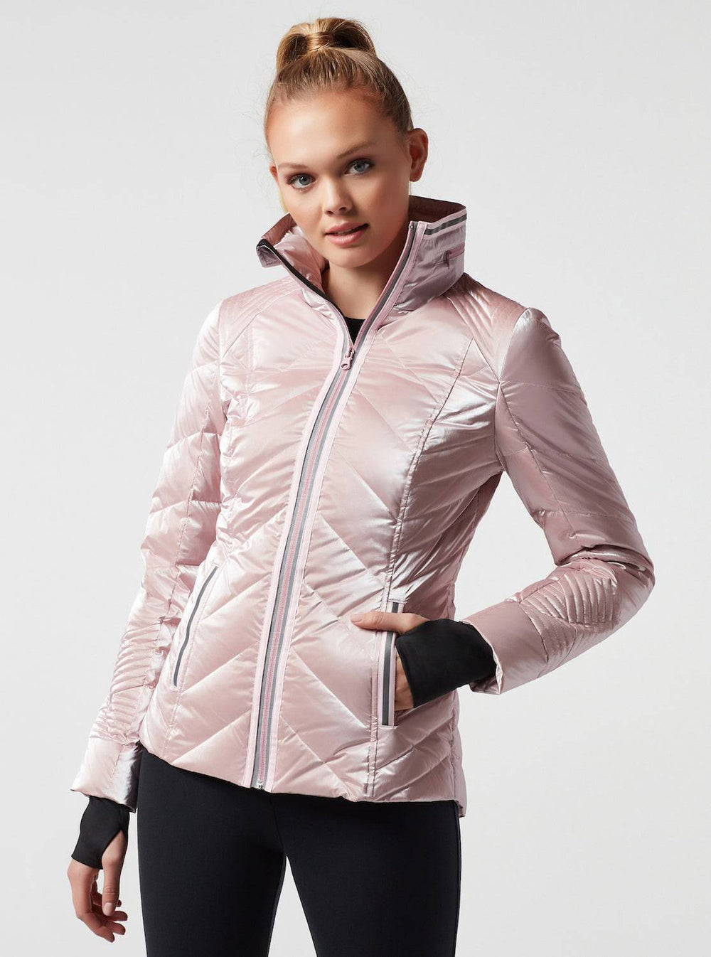 Super Hero Puffer With Reflective Trim - Pink - Blanc Noir Online Store