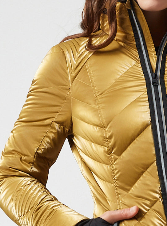 Super Hero Puffer With Reflective Trim - Gold - Blanc Noir Online Store