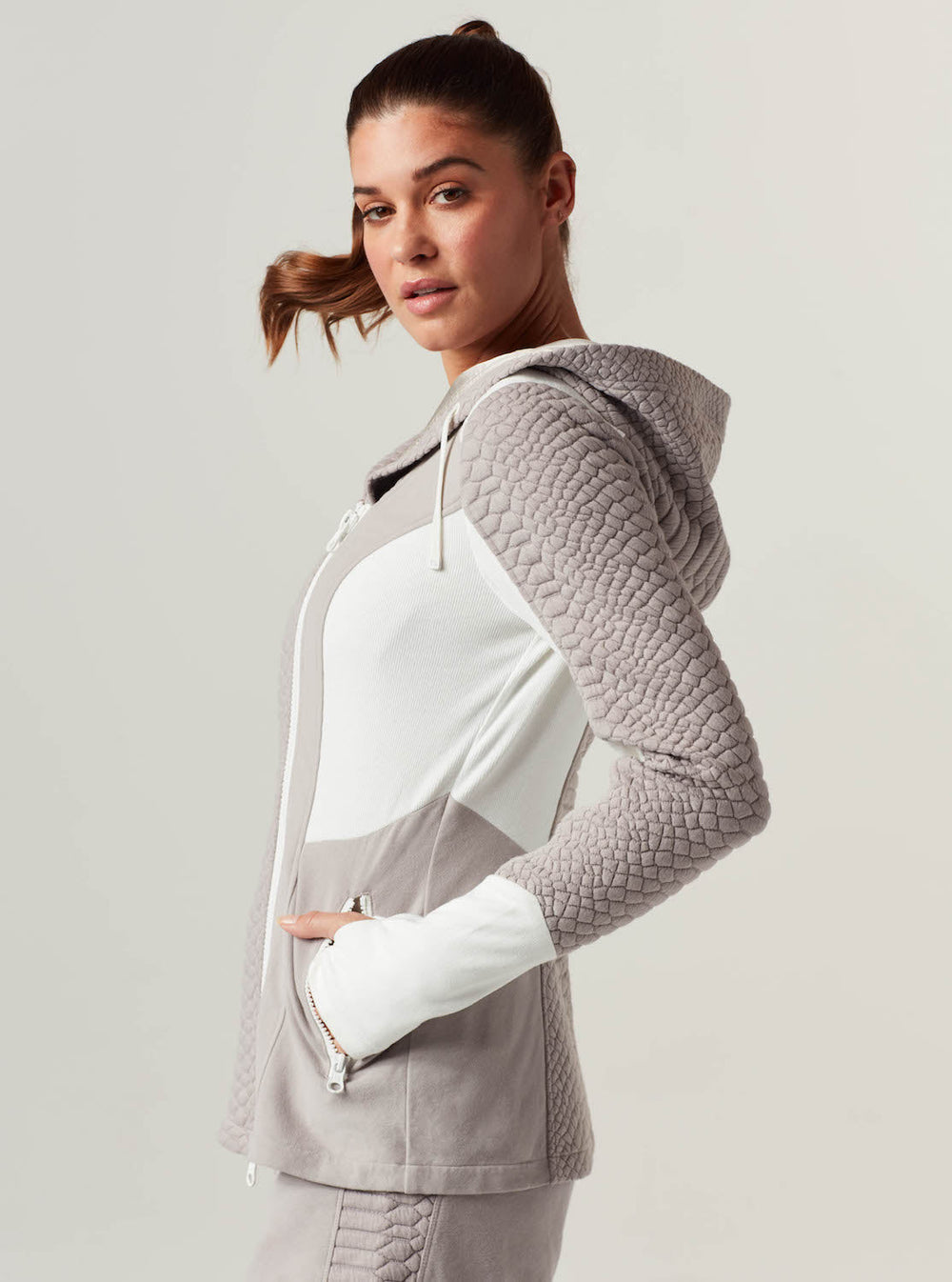CROCO KNIT ASYMMETRICAL HOODIE - Blanc Noir Online Store
