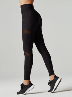 SHEER PANEL DIRECTIONAL RIB LEGGING - Blanc Noir Online Store