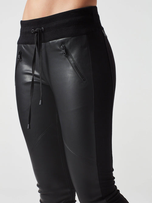 FAUX LEATHER FRONT JOGGER - Blanc Noir Online Store