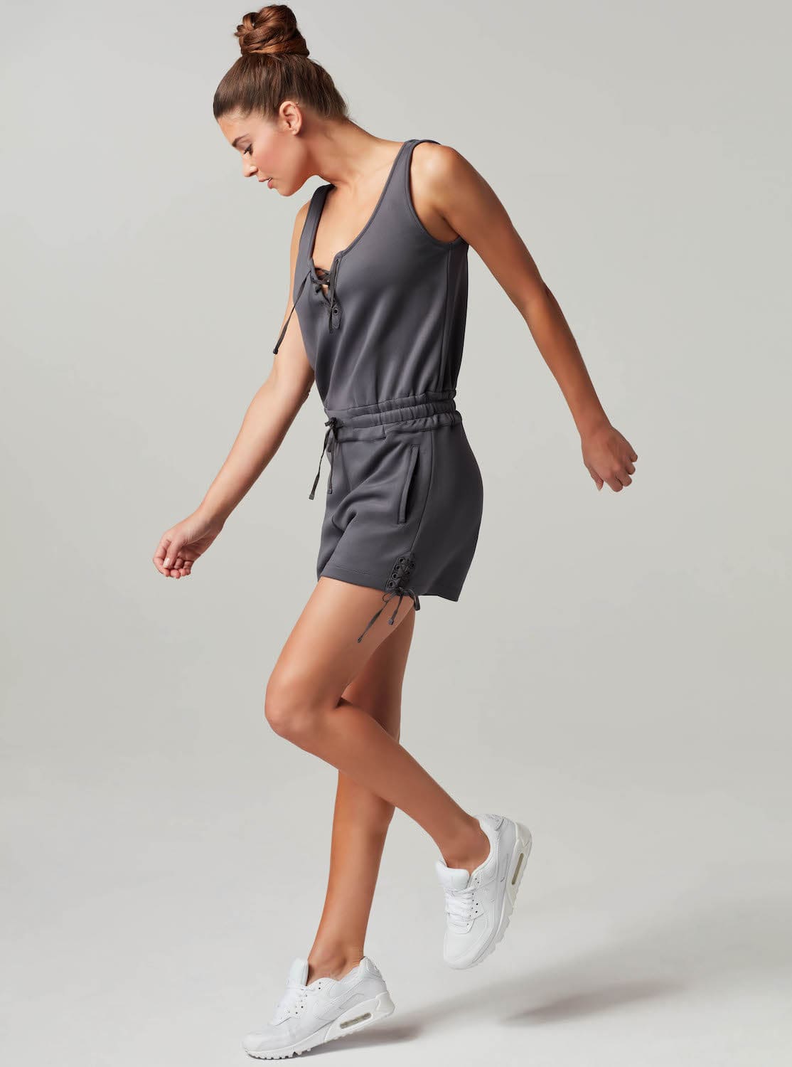 LACE UP ROMPER - FINAL SALE - Blanc Noir Online Store