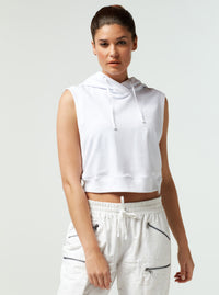 MESH CROP BACK HOODIE - Blanc Noir Online Store