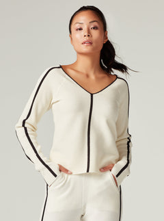 Portola V Neck Sweater - Whisper White - Blanc Noir Online Store