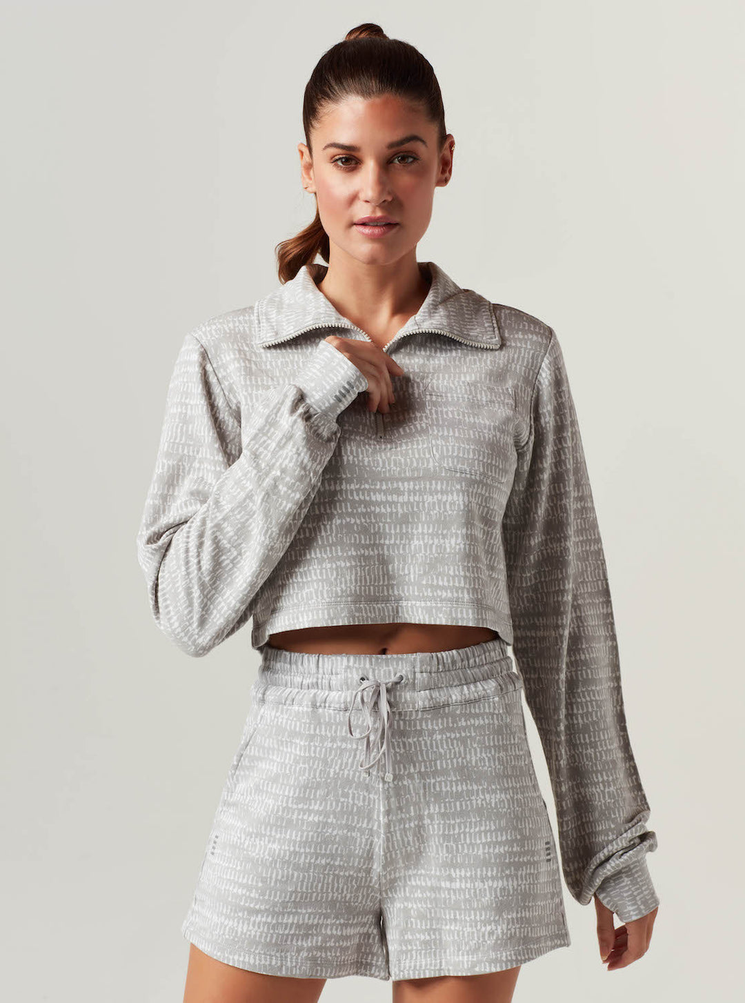 LUXE FLEECE ZIP FRONT TOP - Blanc Noir Online Store