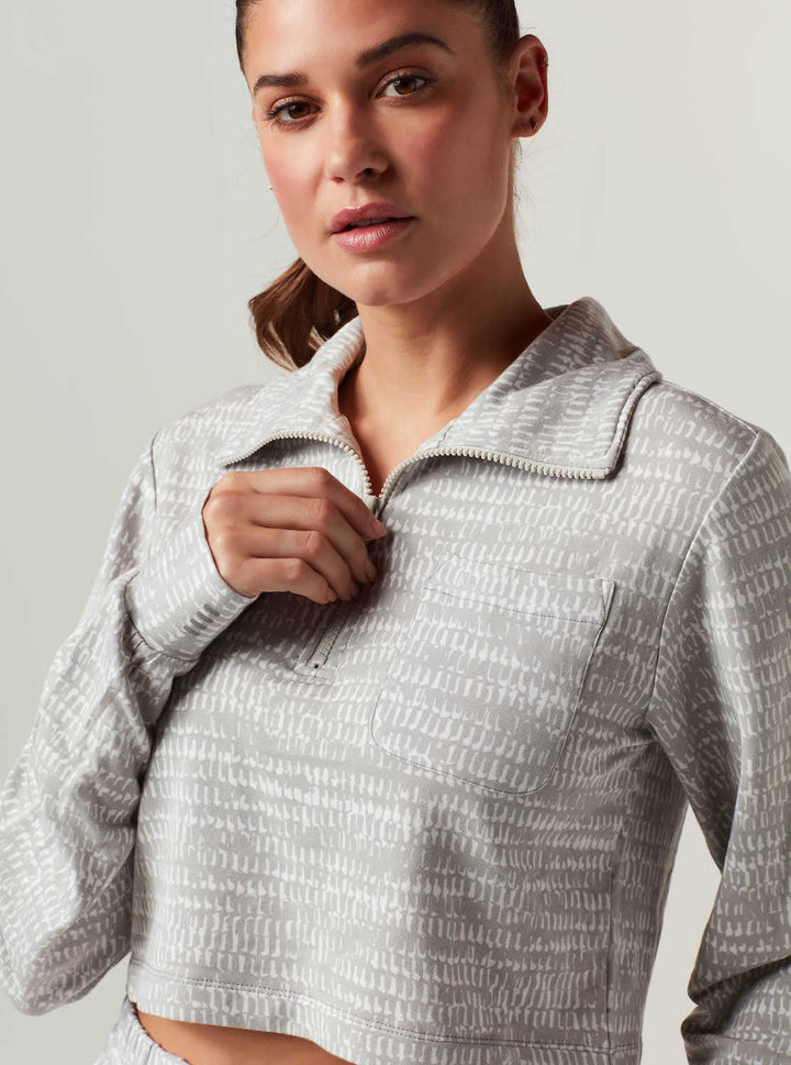 LUXE FLEECE ZIP FRONT TOP - Blanc Noir Online Store