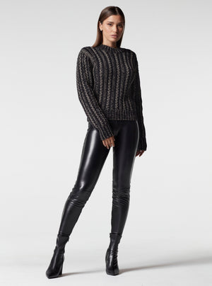 LUREX CABLE KNIT SWEATER - Blanc Noir Online Store