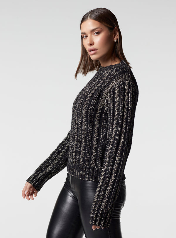 LUREX CABLE KNIT SWEATER - Blanc Noir Online Store