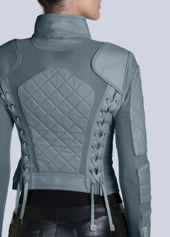 Leather Mesh Moto Jacket Blue Steel