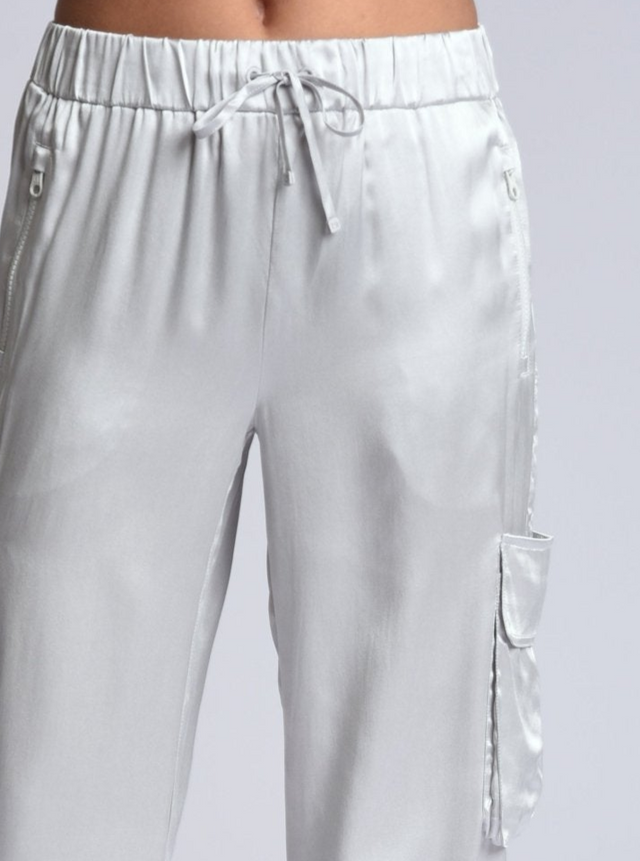 Chelsea Silk Wide Leg Cargo Pant - Blanc Noir Online Store