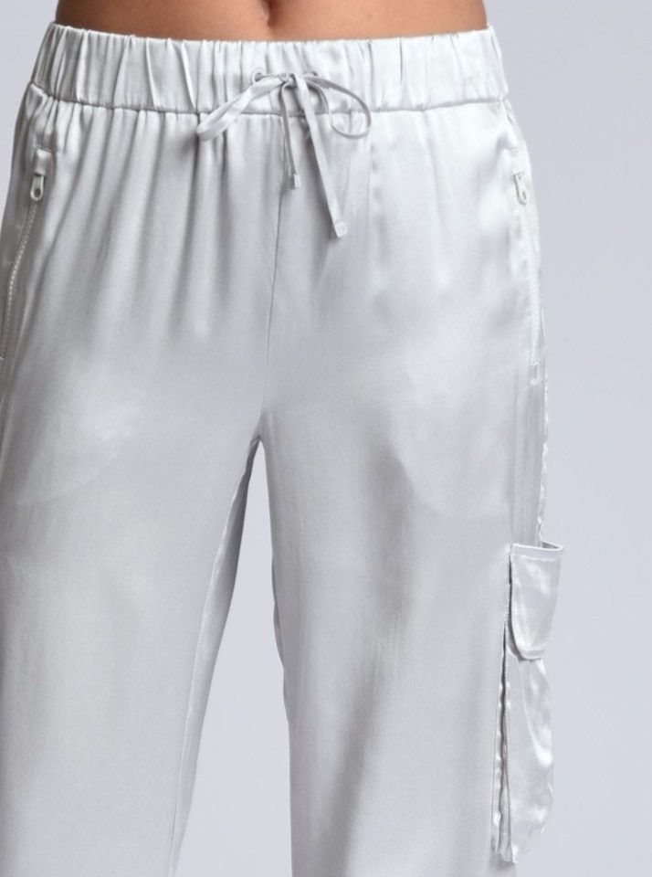 Chelsea Silk Wide Leg Cargo Pant - Blanc Noir Online Store