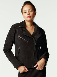 CHERIE SUEDE MOTORCYCLE JACKET FINAL SALE - Blanc Noir Online Store
