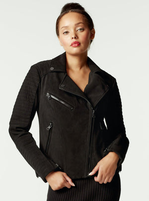 CHERIE SUEDE MOTORCYCLE JACKET FINAL SALE - Blanc Noir Online Store