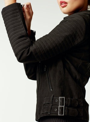 CHERIE SUEDE MOTORCYCLE JACKET FINAL SALE - Blanc Noir Online Store