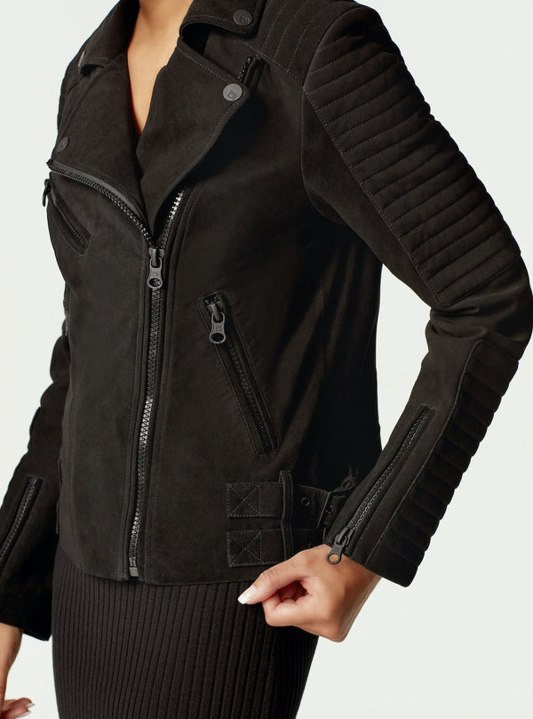 CHERIE SUEDE MOTORCYCLE JACKET FINAL SALE - Blanc Noir Online Store