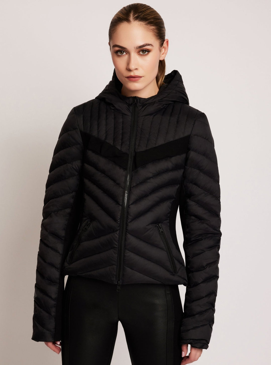 Chevron Stripe Down Filled Puffer Jacket - Blanc Noir Online Store