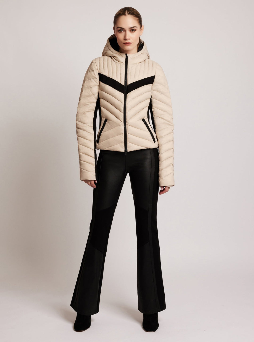 Chevron Stripe Down Filled Puffer Jacket - Blanc Noir Online Store