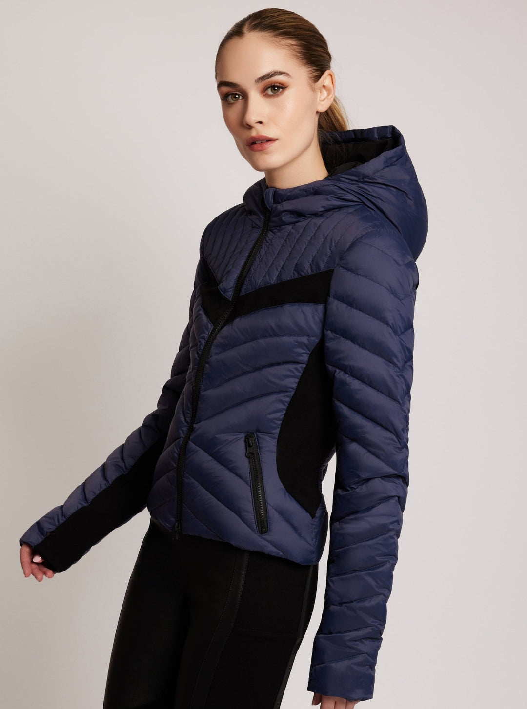 Chevron Stripe Down Filled Puffer Jacket - Blanc Noir Online Store