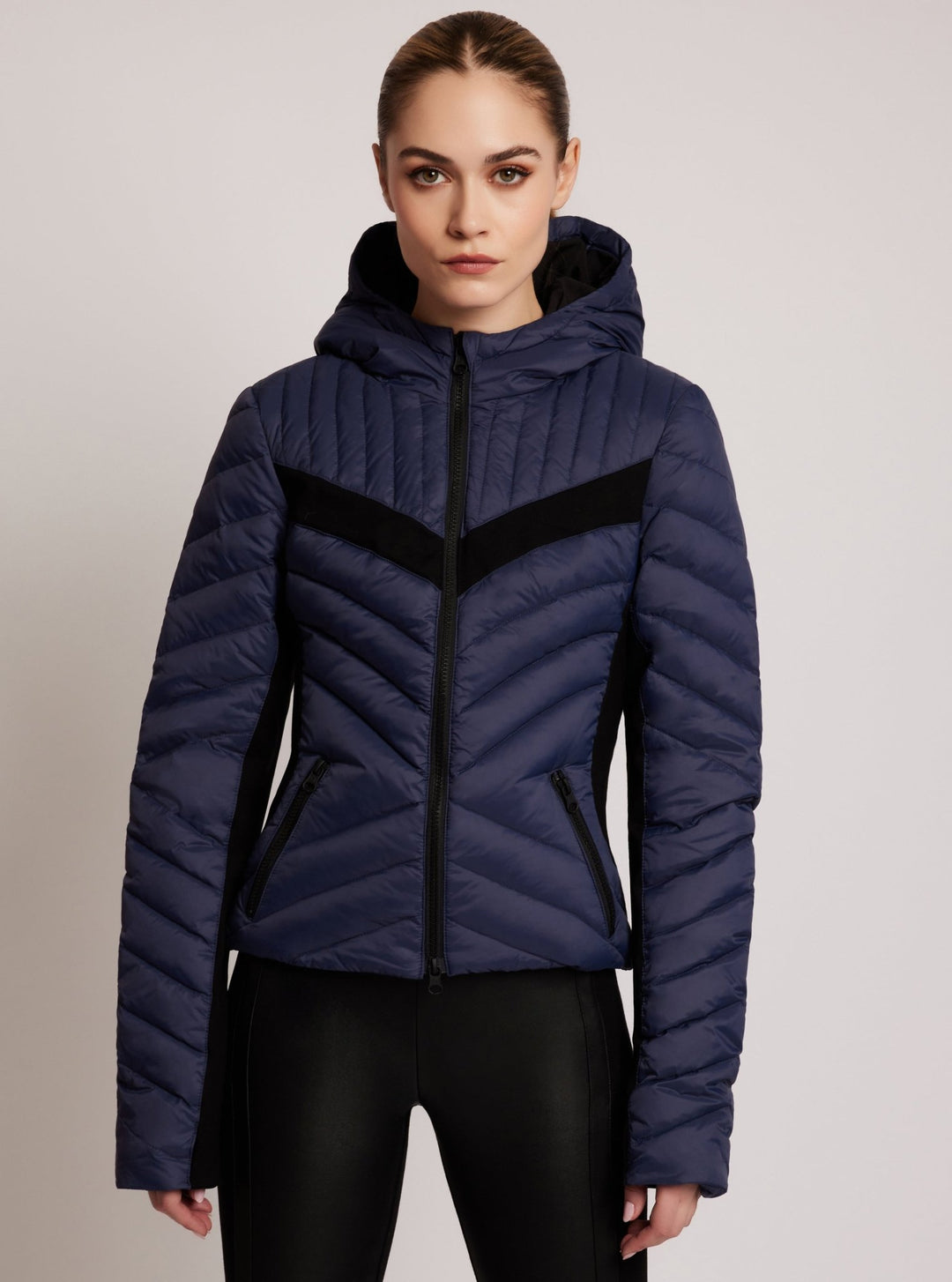 Chevron Stripe Down Filled Puffer Jacket - Blanc Noir Online Store