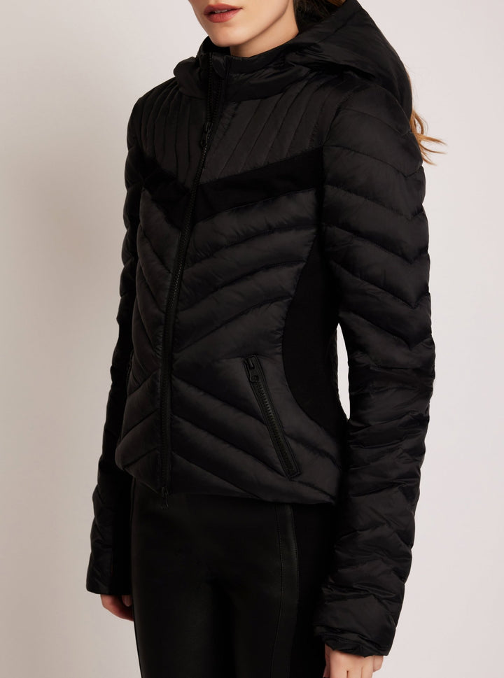 Chevron Stripe Down Filled Puffer Jacket - Blanc Noir Online Store
