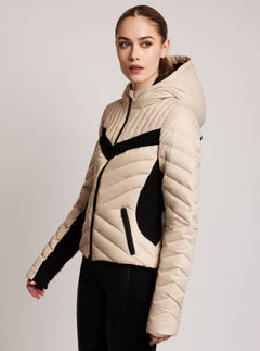 Chevron Stripe Down Filled Puffer Jacket - Blanc Noir Online Store
