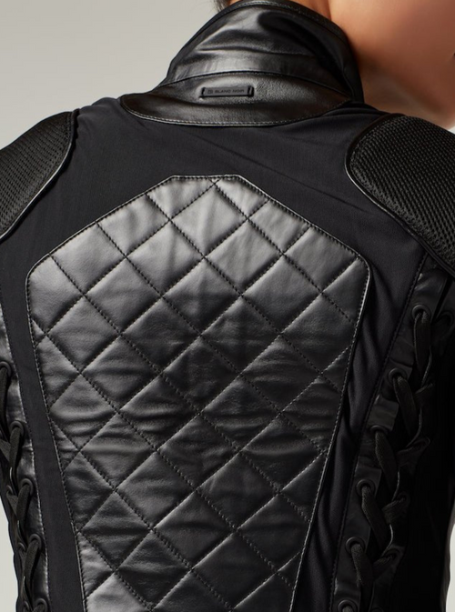 Classic Leather Mesh Moto Jacket - Blanc Noir Online Store