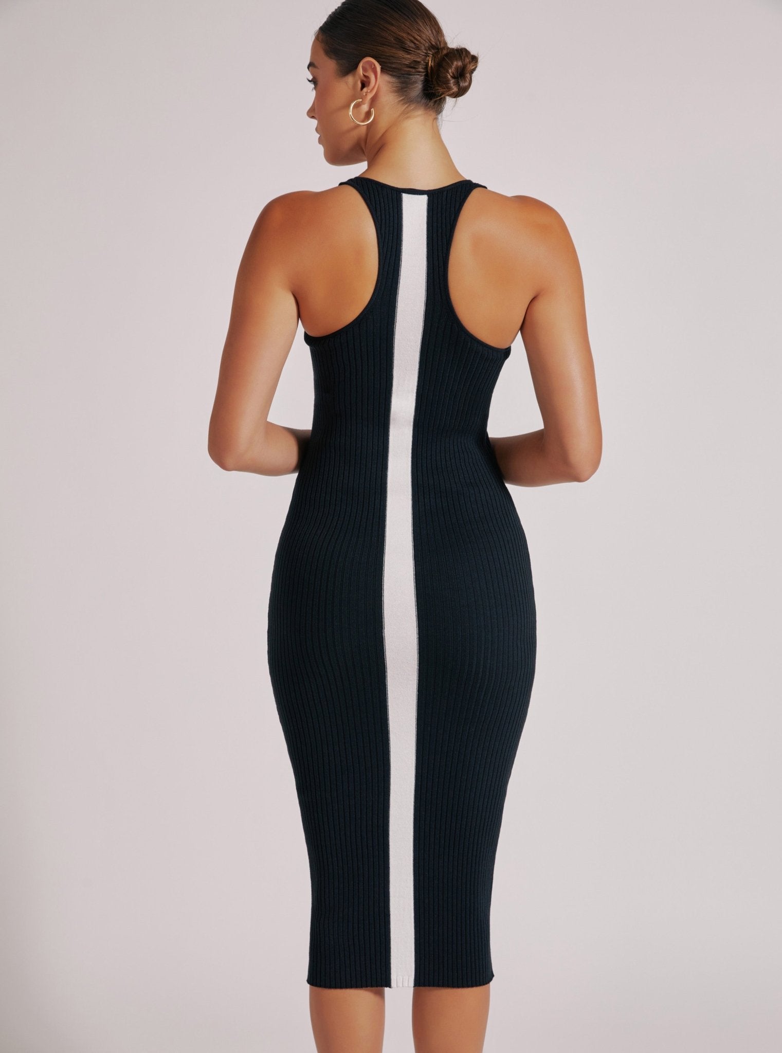 Blanc Noir Colorblock Midi Dress Blackwhite