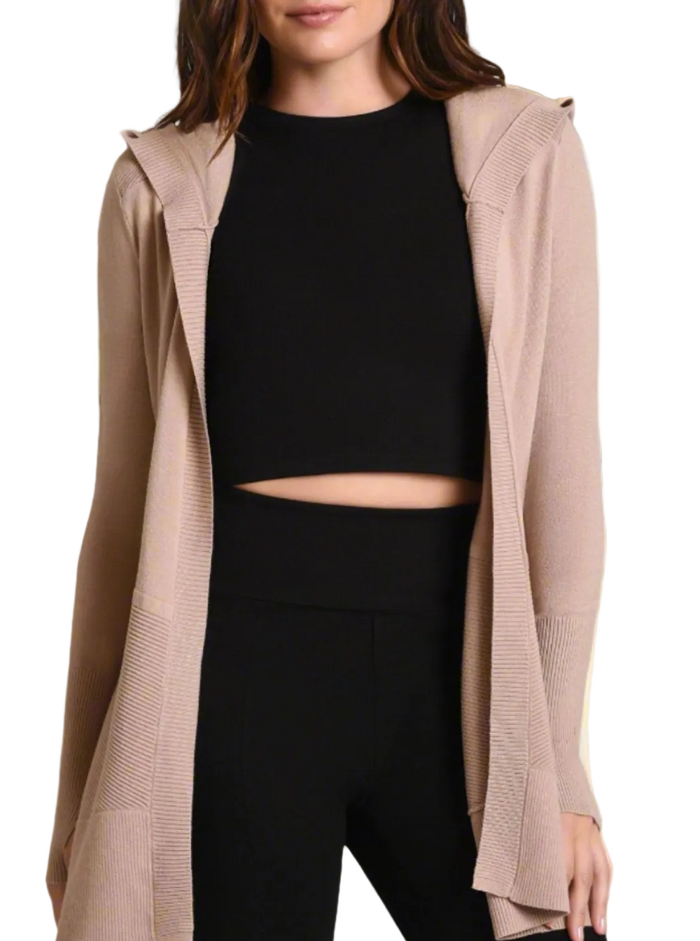 Cropped Portola Cardigan with Hood Black or Warm Taupe - FINAL SALE - Blanc Noir Online Store
