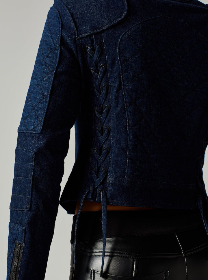 DENIM SEVILLE MOTO JACKET - Blanc Noir Online Store