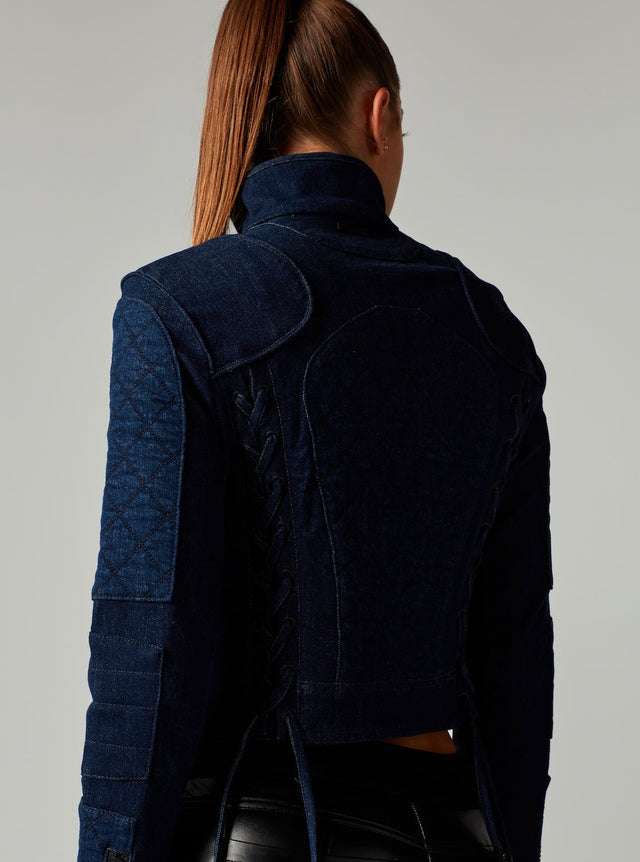 DENIM SEVILLE MOTO JACKET - Blanc Noir Online Store