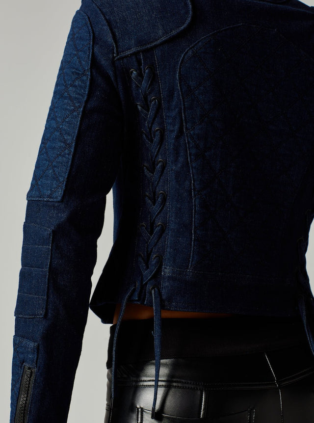 DENIM SEVILLE MOTO JACKET - Blanc Noir Online Store