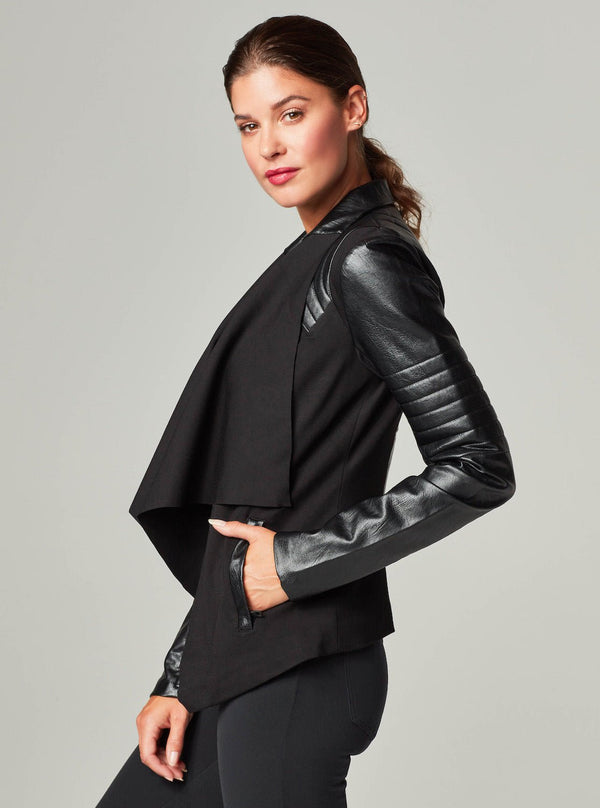 Drape Front Jacket - Black - Blanc Noir Online Store