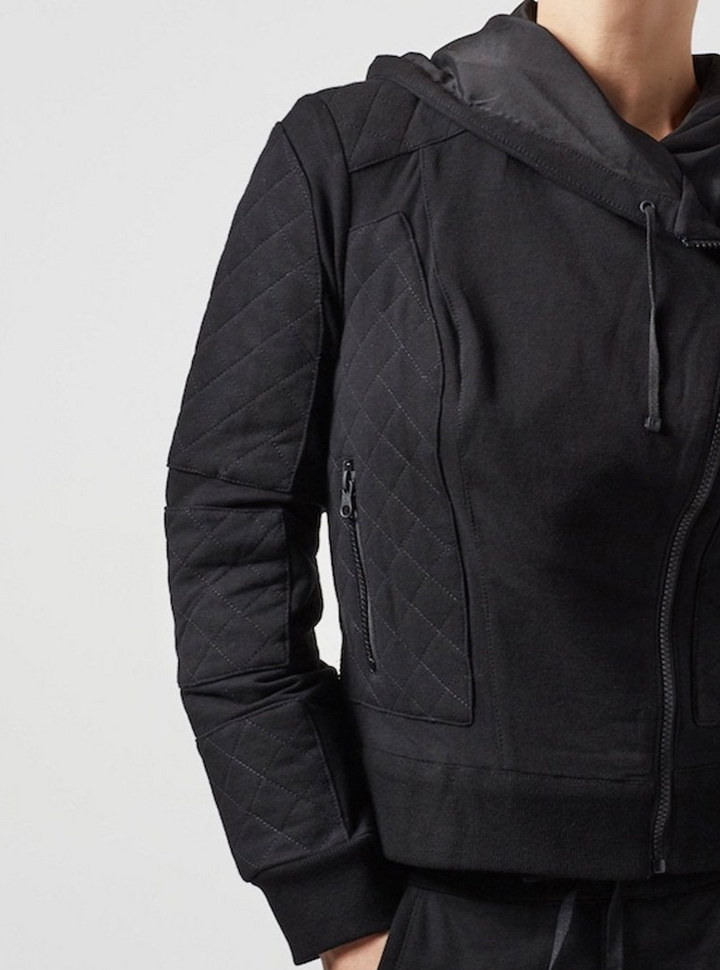 French Terry Mesh  Moto - Black - FINAL SALE