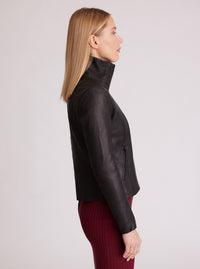 Funnel Neck Moto Jacket - Blanc Noir Online Store