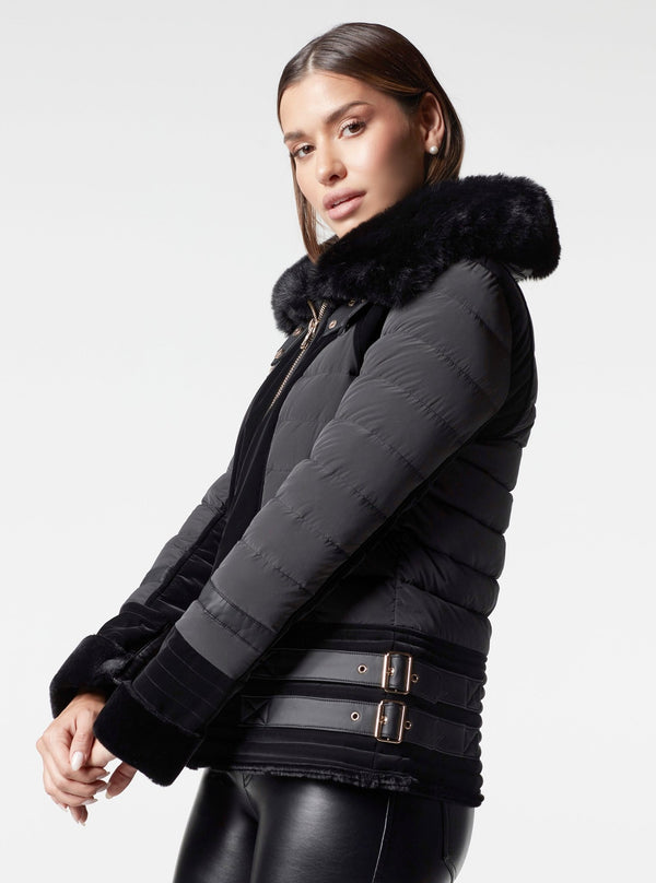 GOLD MOTO PUFFER JACKET - Down Filled - Blanc Noir Online Store