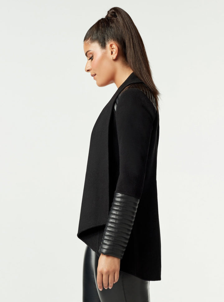 HANDMADE DRAPED TECH WOOL COAT - Blanc Noir Online Store
