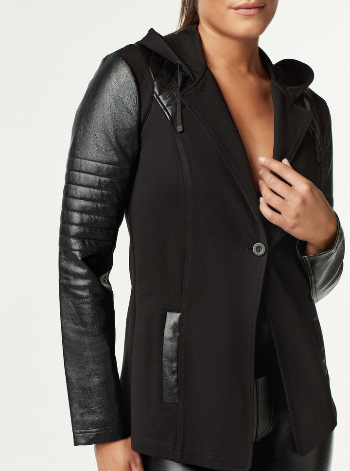 Hooded Blazer - Black - Blanc Noir Online Store