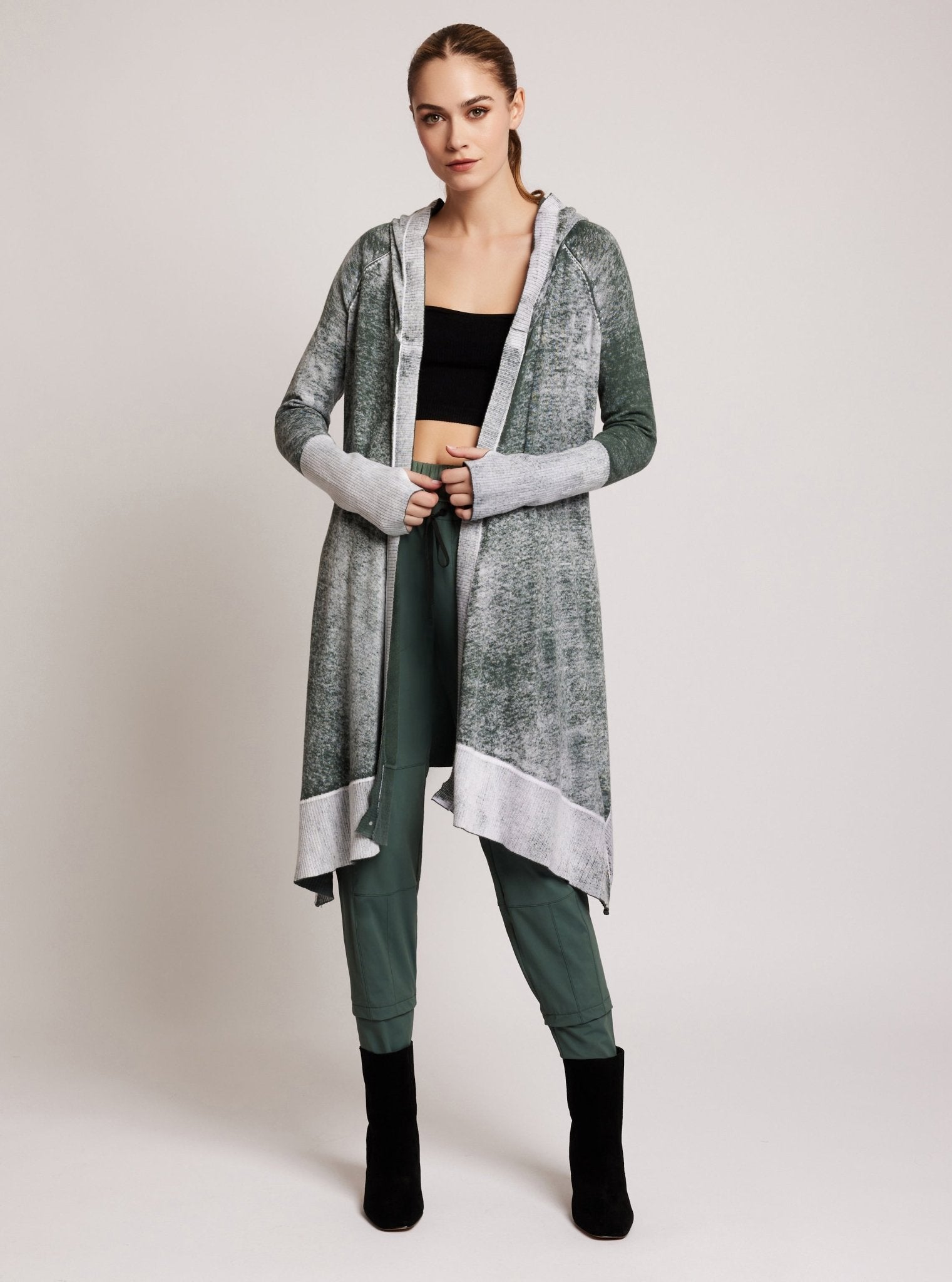 Blanc popular Noir Drape Sweater Coat in Charcoal Heather