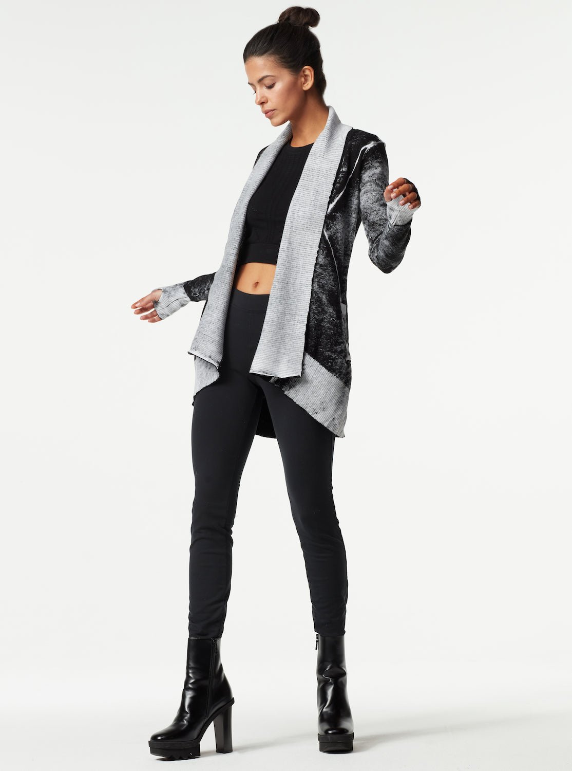 Huntress Drape Front Cardigan - Black - Blanc Noir Online Store